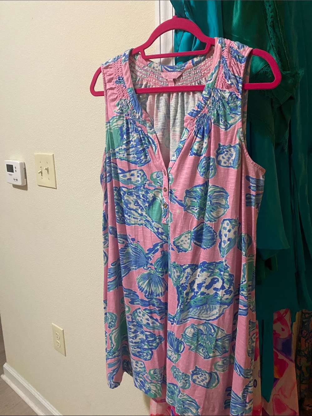 Lilly Pulitzer Pink Shell-Print Sleeveless Dress with Blue & Green Details